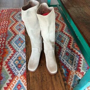 Nine West Tall Knee High Suede Boots in Taupe